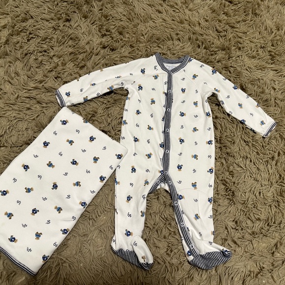 Polo Bear Cotton Footed Coverall with matching blanket - Picture 6 of 11